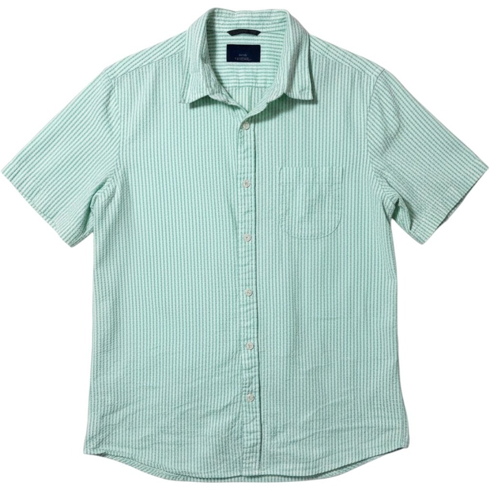 1901 Mens Large Trim Fit Seersucker Short Sleeve Button Down Shirt Mint Green